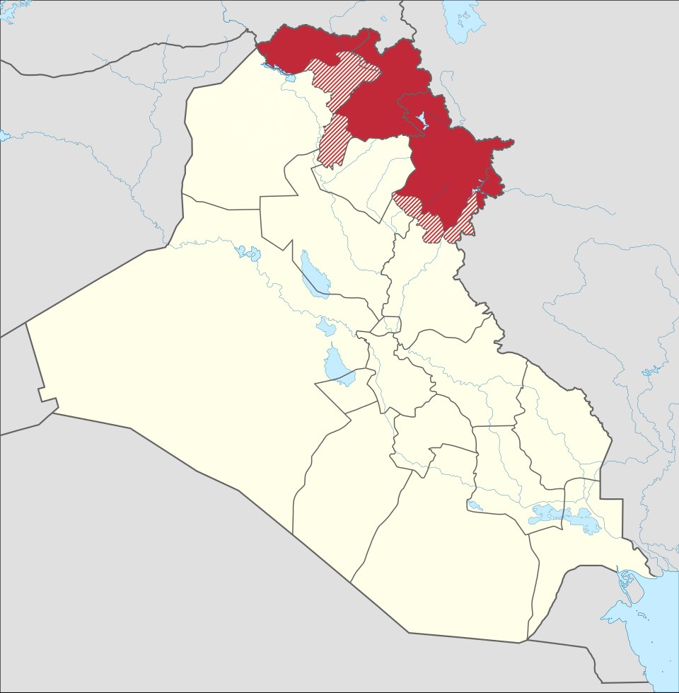 Map of Iraqi Kurdistan; geographical context rather than a map of individual Anfal operations.