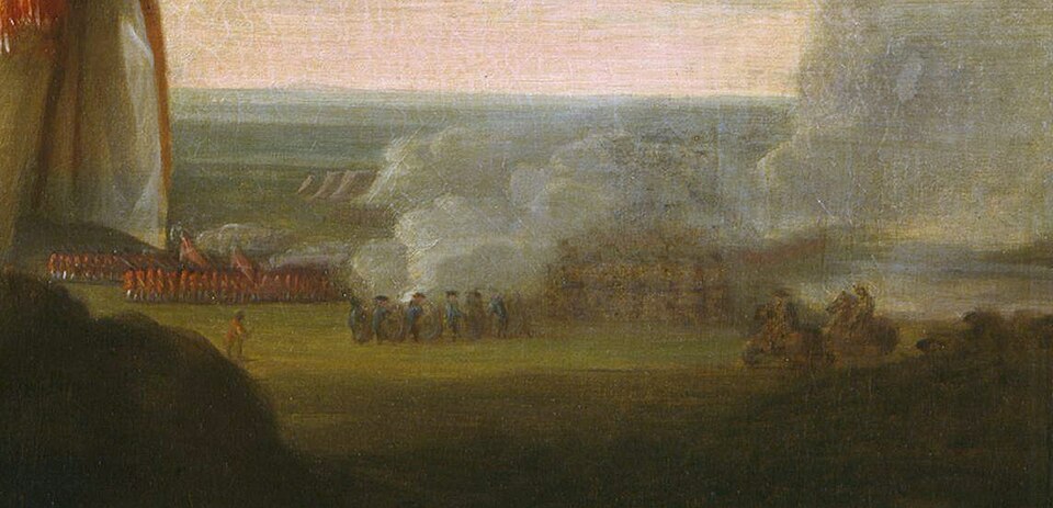 Battle-scene detail from David Martin’s portrait of Sir Hector Munro; a painted representation.