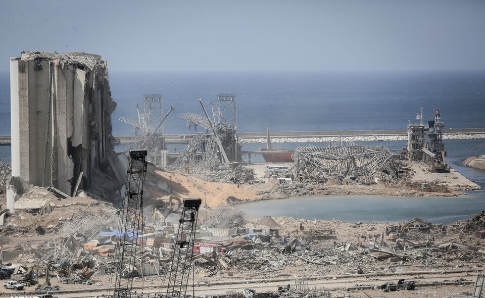 Destruction at Beirut’s port after the August 2020 explosion.