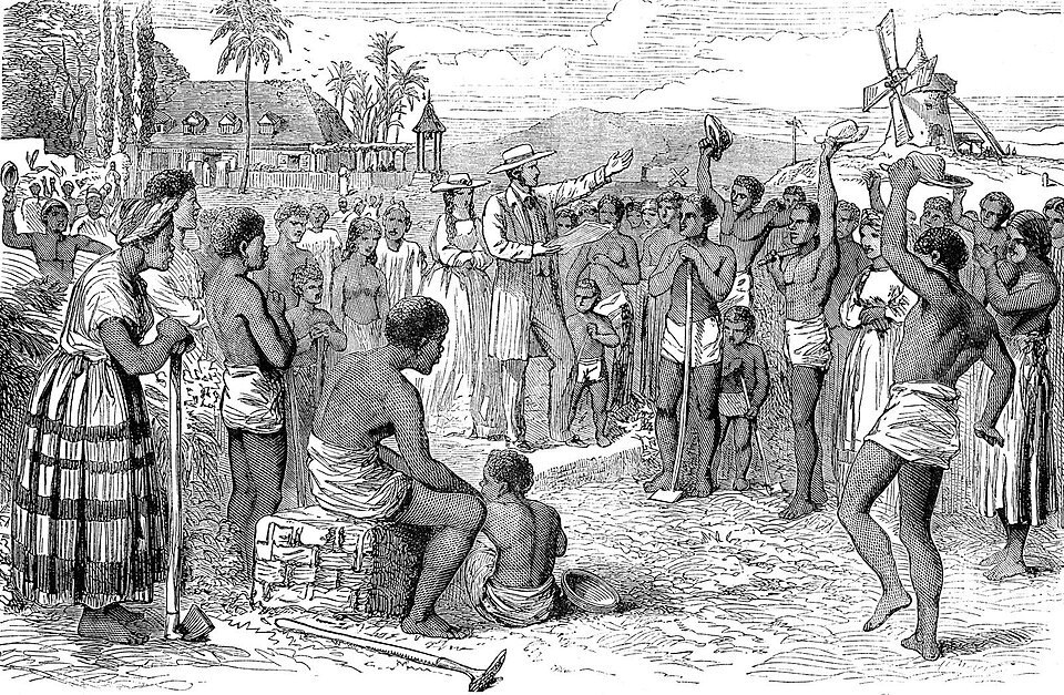 Nineteenth-century illustration of emancipation in the British colonies.