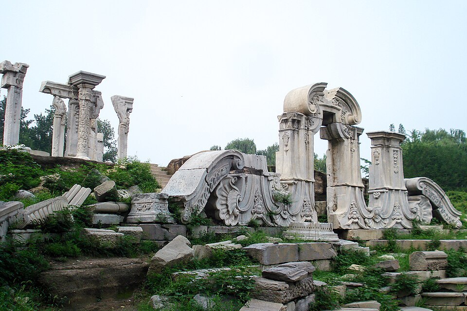 Surviving ruins at the Old Summer Palace in Beijing; a later photograph.