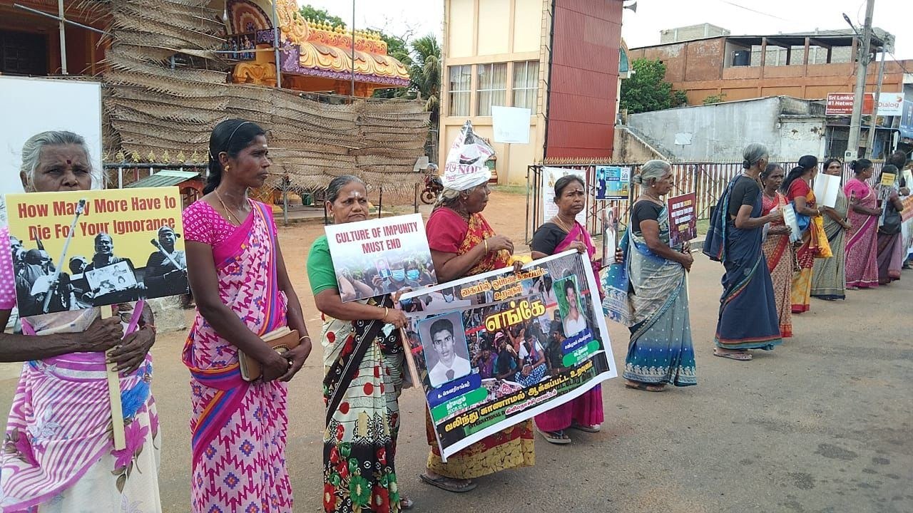 Families of disappeared Tamils protesting in Kilinochchi, June 2024.