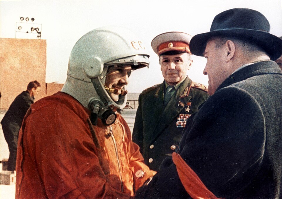 Yuri Gagarin before his Vostok 1 flight, April 1961.