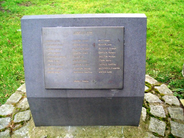 The memorial to the victims of the Flixborough disaster; a later photograph.