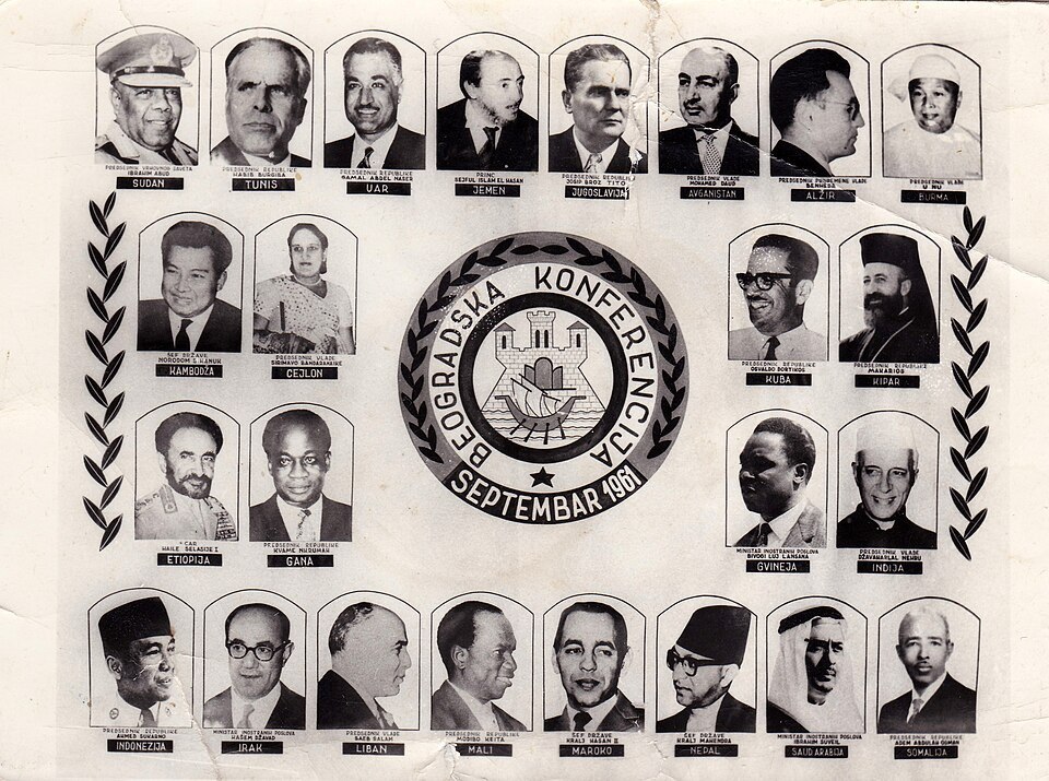 Portrait montage of delegates to the first Non-Aligned summit in Belgrade, 1961.