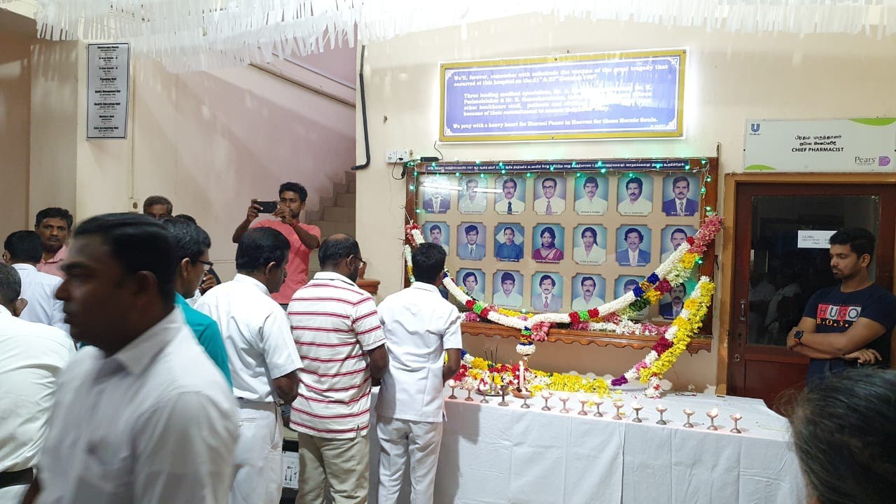 Remembrance display at Jaffna hospital, 2023.