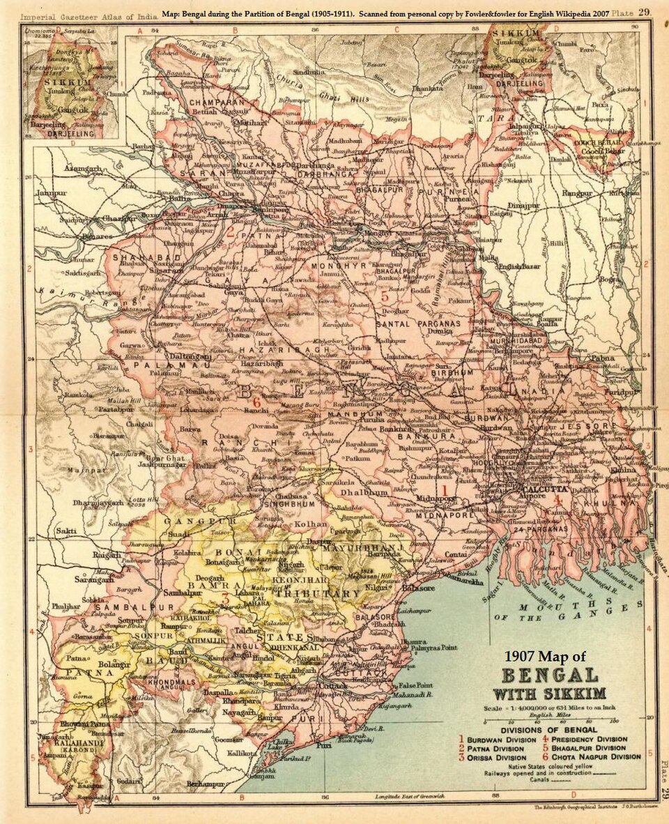Historical map showing the region affected by the Orissa famine of 1866.