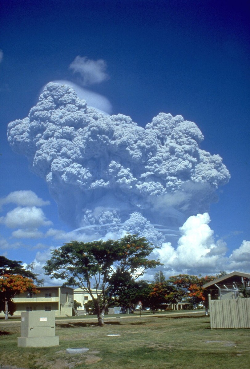 Mount Pinatubo erupting on 12 June 1991, before the climactic eruption of 15 June.