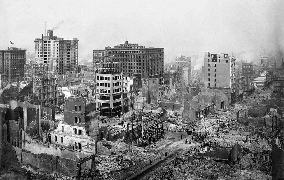 San Francisco in ruins after the earthquake and fires of April 1906.