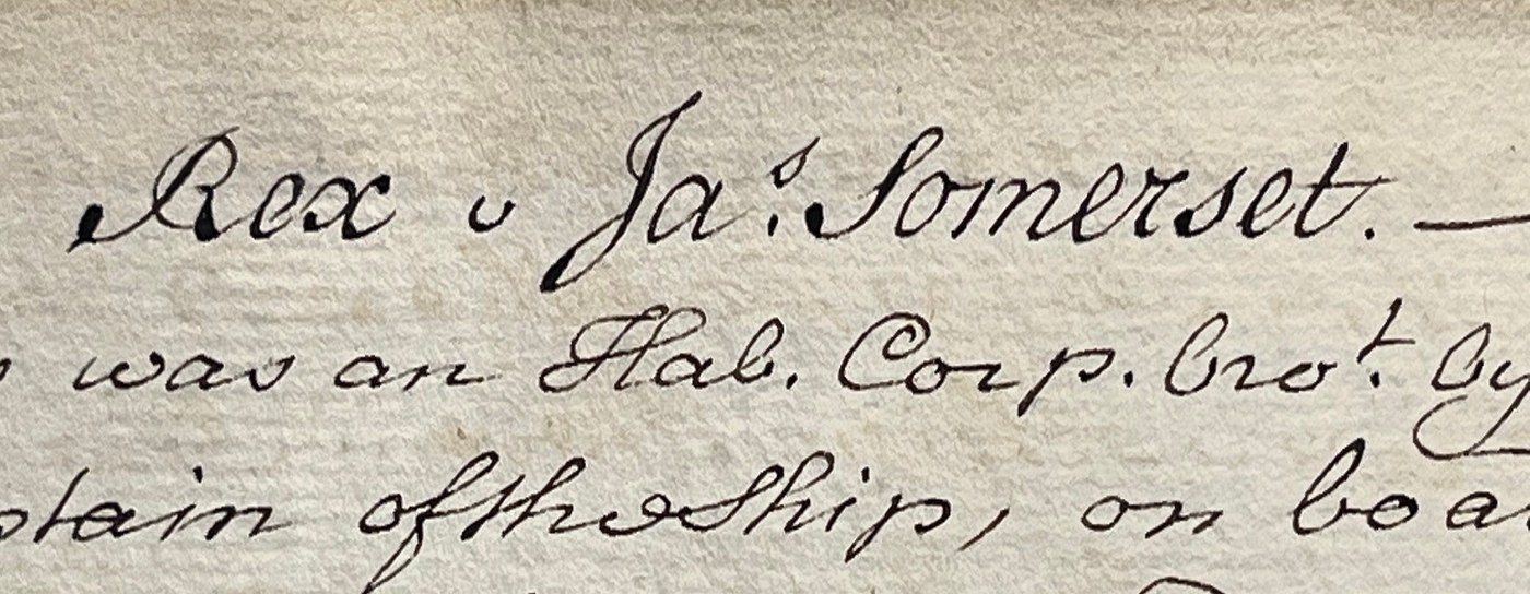 Manuscript records relating to Somerset’s case, from the Lincoln’s Inn collection.