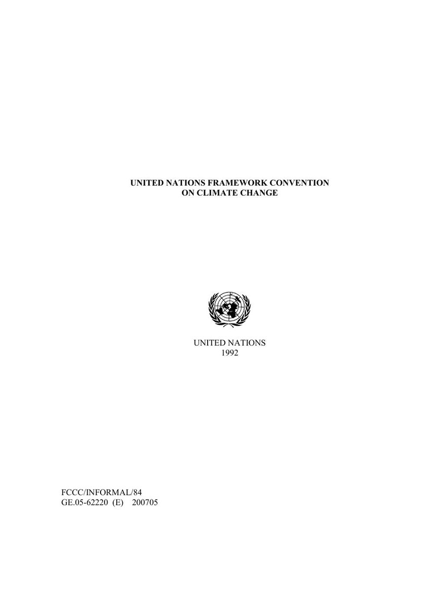 Title page of the United Nations Framework Convention on Climate Change, 1992.