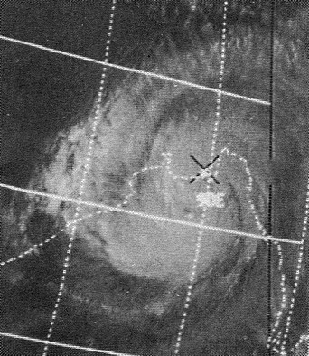 An ITOS-1 satellite image of the Bhola cyclone on 12 November 1970.