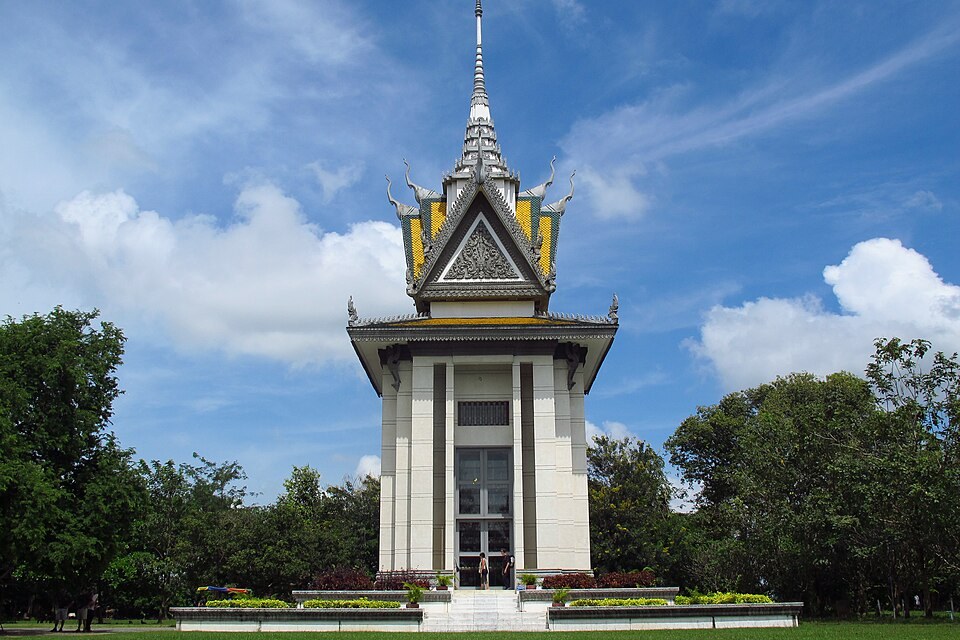 The memorial stupa at Choeung Ek, Cambodia.