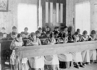 A study period at the Catholic residential school in Fort Resolution, Northwest Territories.