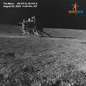 The Vikram lander photographed on the Moon by the Pragyan rover on 30 August 2023.