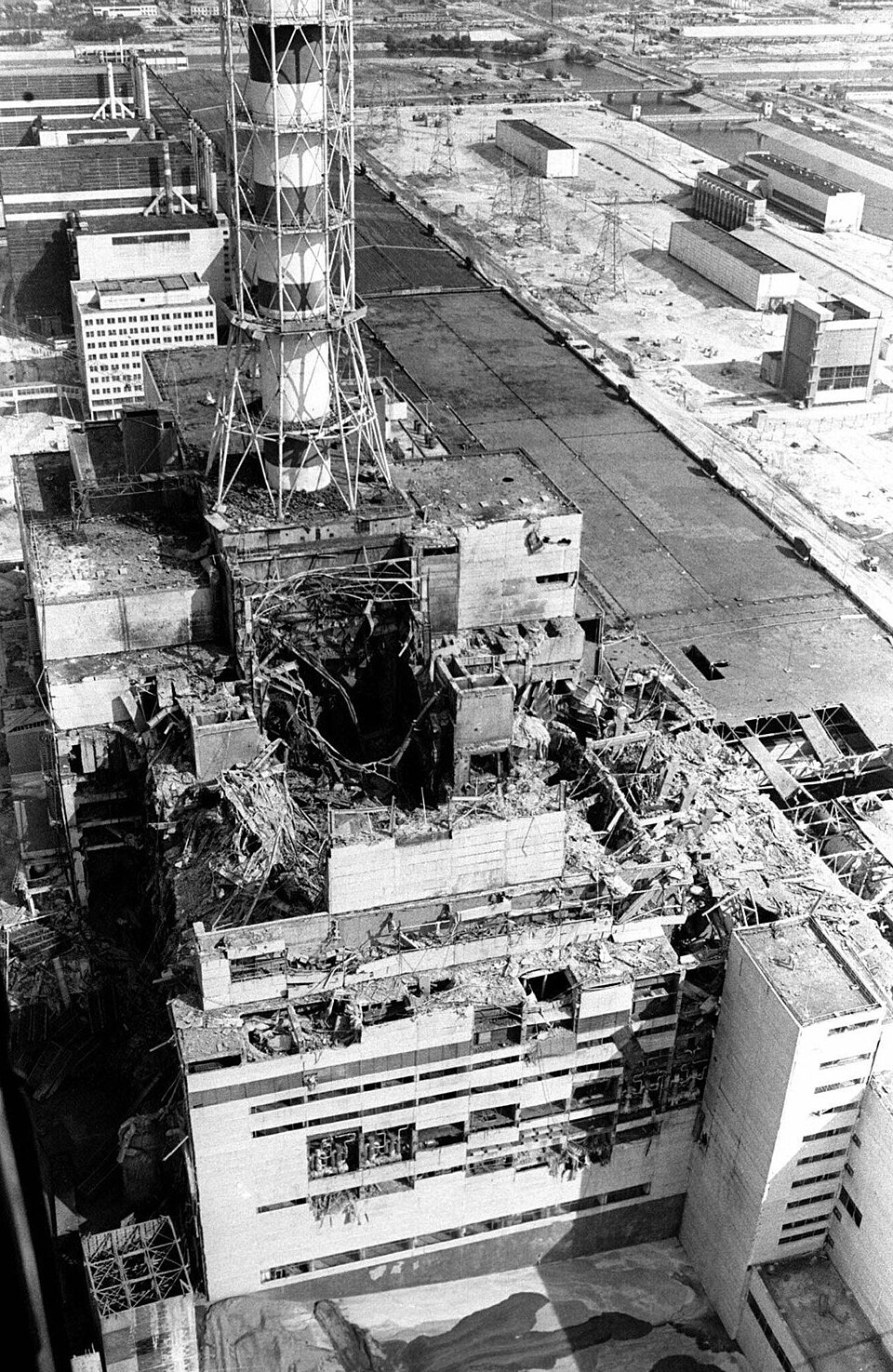 The destroyed Unit 4 at Chernobyl, photographed after the 1986 accident.
