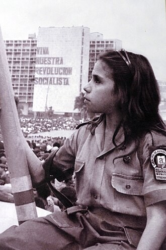 A photograph displayed at Cuba’s National Literacy Campaign Museum, showing a literacy campaign participant.