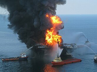 Vessels fighting the Deepwater Horizon fire in April 2010.