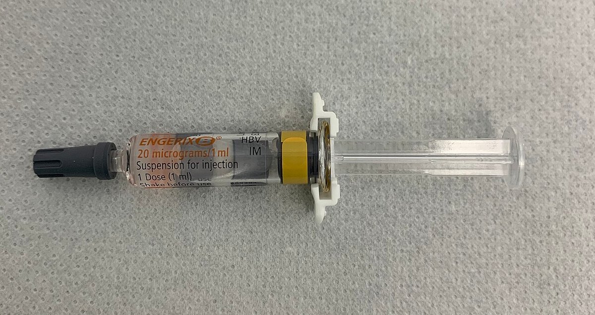 A modern Engerix B hepatitis B vaccine presentation, illustrating the later use of recombinant vaccination.