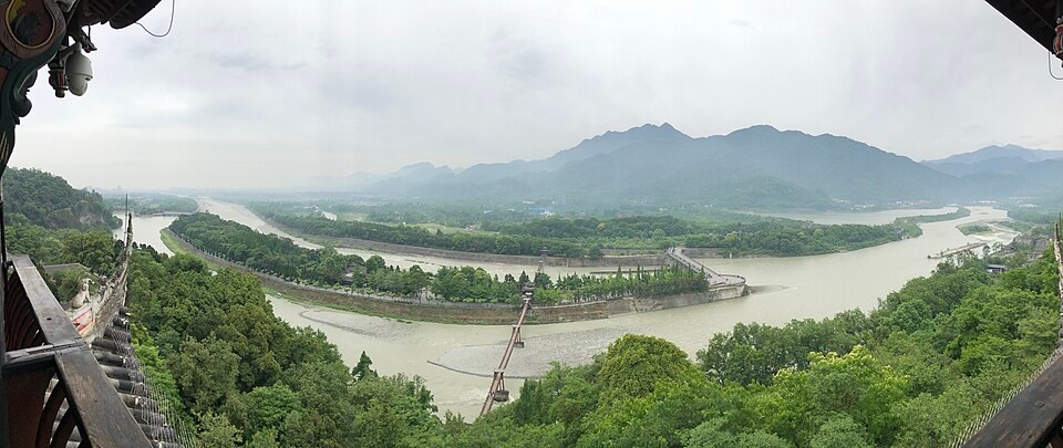 A modern view of the Dujiangyan irrigation system.