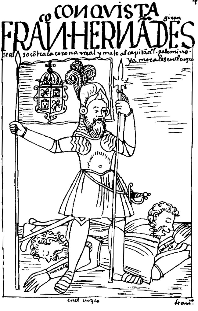 Guamán Poma de Ayala's drawing of Francisco Hernández Girón, whose rebellion was connected to colonial disputes over Indigenous labour.