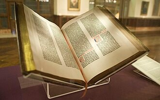 The Lenox copy of the Gutenberg Bible at the New York Public Library, photographed in 2009.