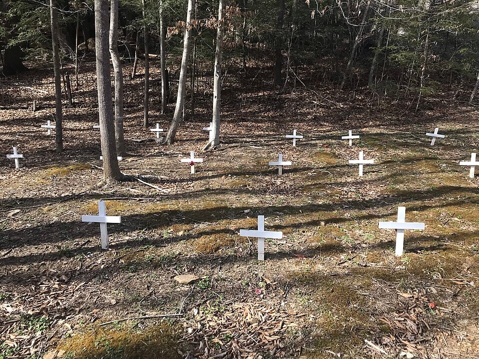 The Hawks Nest workers' memorial and burial site; a later commemorative photograph.