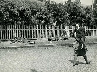Victims of starvation on a Kharkiv street in 1933, photographed by Alexander Wienerberger.