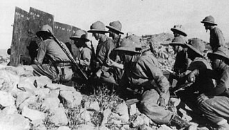 Italian troops with artillery during the First Battle of Tembien; context for the war, not a photograph of chemical weapons being used.