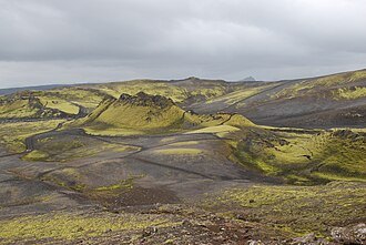 A modern view of the Laki fissure; the photograph shows the landscape left by the eruption.
