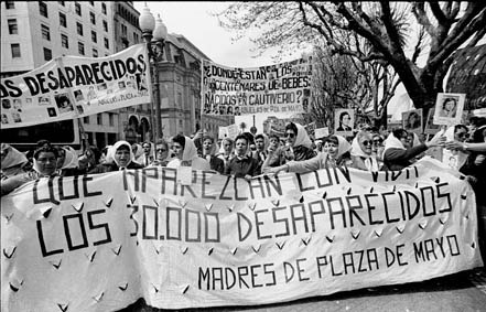 A demonstration in Plaza de Mayo in December 1982 demanding answers about the disappeared.