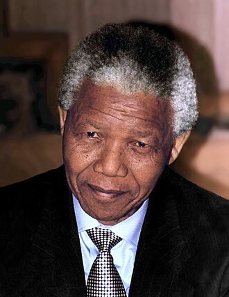 Nelson Mandela in Washington, DC, in October 1994; a portrait from the election year, not a polling-day photograph.