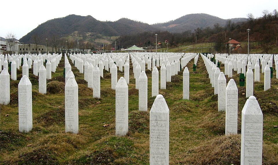 Gravestones at the Potočari memorial near Srebrenica.