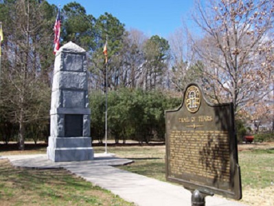 Memorial at New Echota to Cherokee people who died along the Trail of Tears.