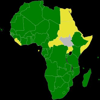 A later map of signatures and ratifications of the African Nuclear-Weapon-Free Zone Treaty.