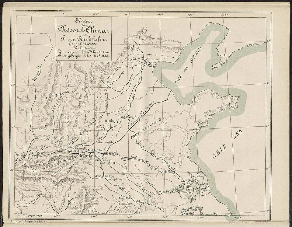 A map published in 1888 to illustrate the northern Chinese region affected by the 1887 Yellow River flood.